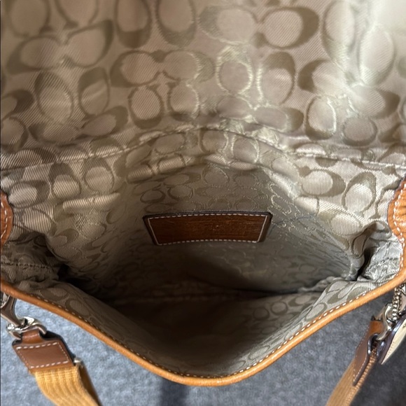 Coach Buckle Small White and Brown Trim Leather Crossbody Bag - Picture 12 of 14